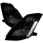 2003-2005 Nissan 350Z SMD LED Light Strip Projector Headlights - Matte Black/Smoke Lens