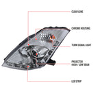 2006-2009 Nissan 350Z SMD LED Light Strip Projector Headlights - Chrome/Clear Lens