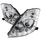 2006-2009 Nissan 350Z SMD LED Light Strip Projector Headlights - Chrome/Clear Lens