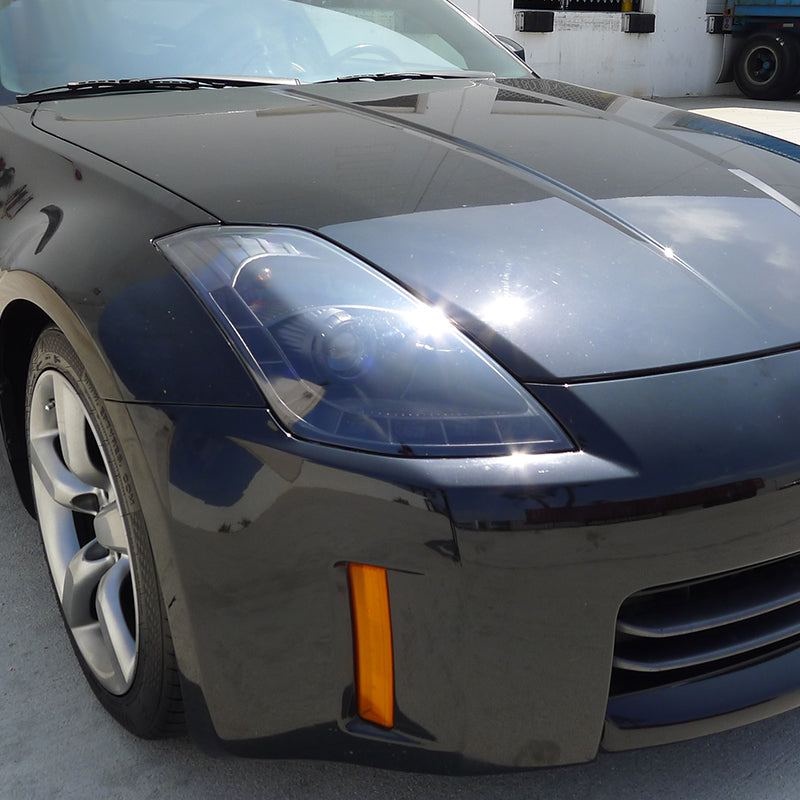 2006-2009 Nissan 350Z SMD LED Light Strip Projector Headlights - Matte Black/Clear Lens