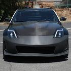 2006-2009 Nissan 350Z Switchback Sequential Turn Signal Animated LED Bar Projector Headlights (Matte Black Housing/Clear Lens)