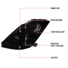 2006-2009 Nissan 350Z SMD LED Light Strip Projector Headlights - Matte Black/Smoke Lens