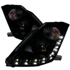 2006-2009 Nissan 350Z SMD LED Light Strip Projector Headlights - Matte Black/Smoke Lens