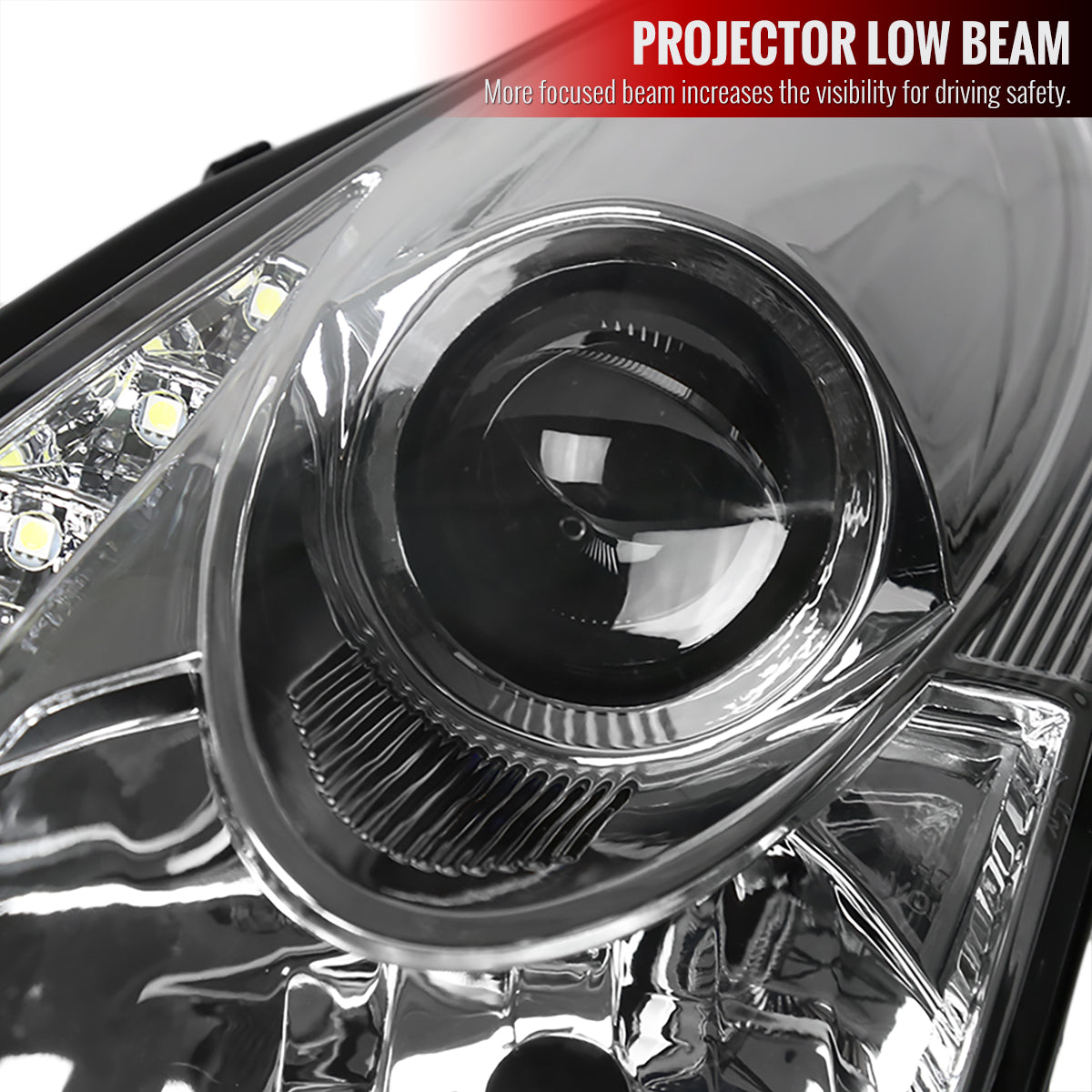 2000-2005 Toyota Celica Projector Headlights w/ SMD LED Light Strip (Chrome Housing/Clear Lens)