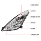 2000-2005 Toyota Celica Projector Headlights w/ SMD LED Light Strip (Chrome Housing/Clear Lens)