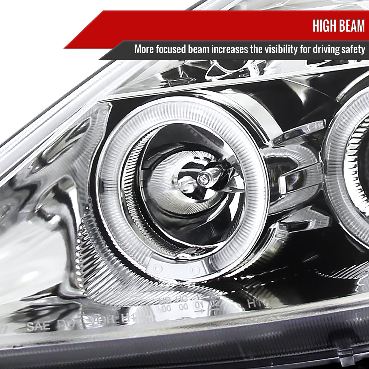 2000-2005 Toyota Celica Dual Halo Projector Headlights (Chrome Housing/Clear Lens)