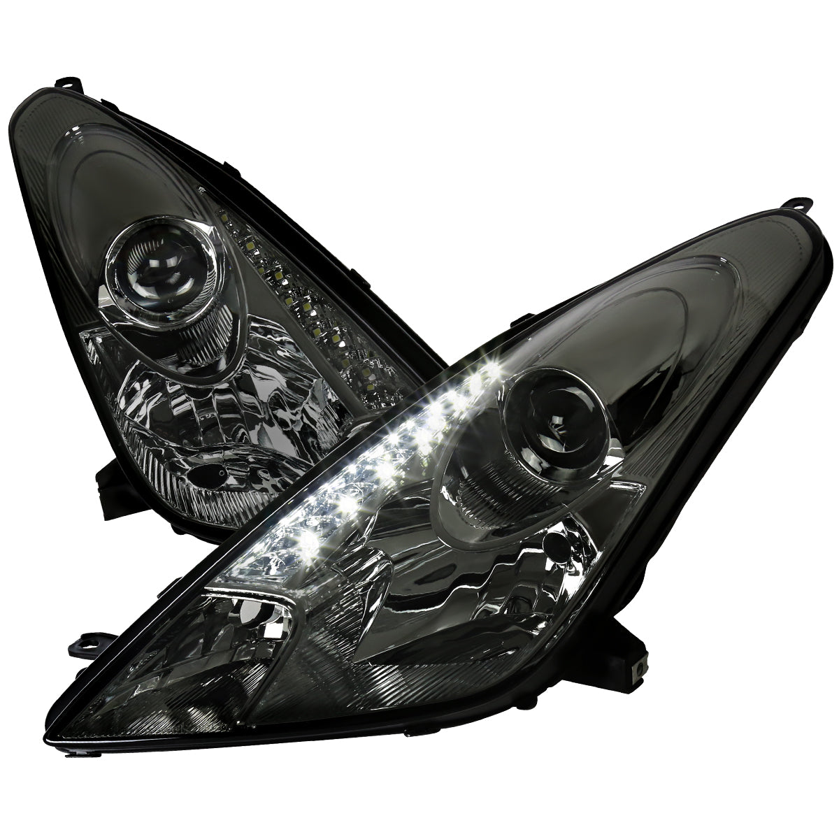 2000-2005 Toyota Celica Projector Headlights w/ SMD LED Light Strip (Chrome Housing/Smoke Lens)