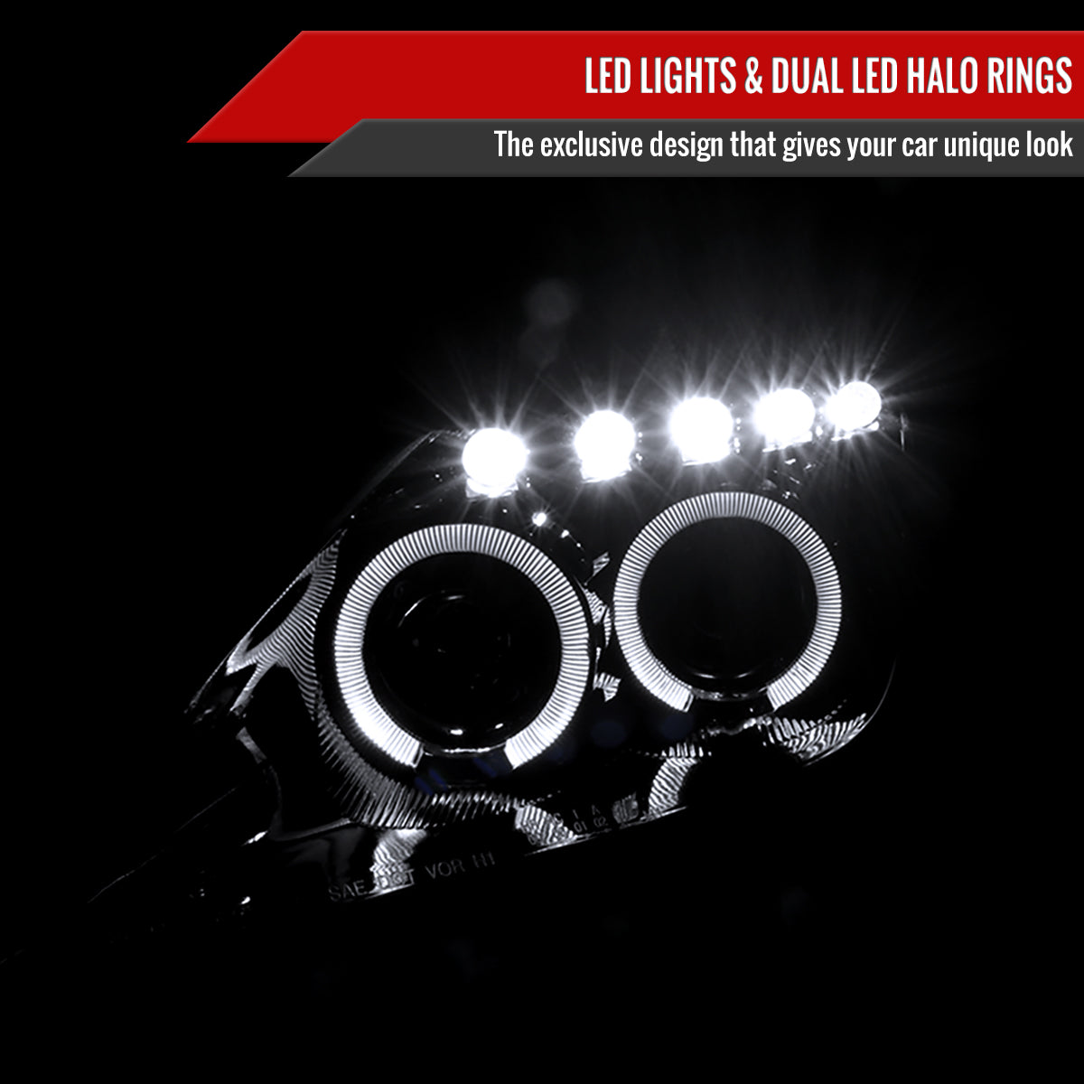 2000-2005 Toyota Celica Dual Halo Projector Headlights (Glossy Black Housing/Smoke Lens)