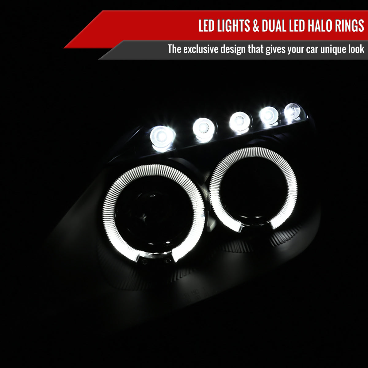 2000-2005 Toyota Celica Dual Halo Projector Headlights (Matte Black Housing/Clear Lens)