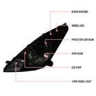 2000-2005 Toyota Celica Projector Headlights w/ SMD LED Light Strip (Matte Black Housing/Smoke Lens)