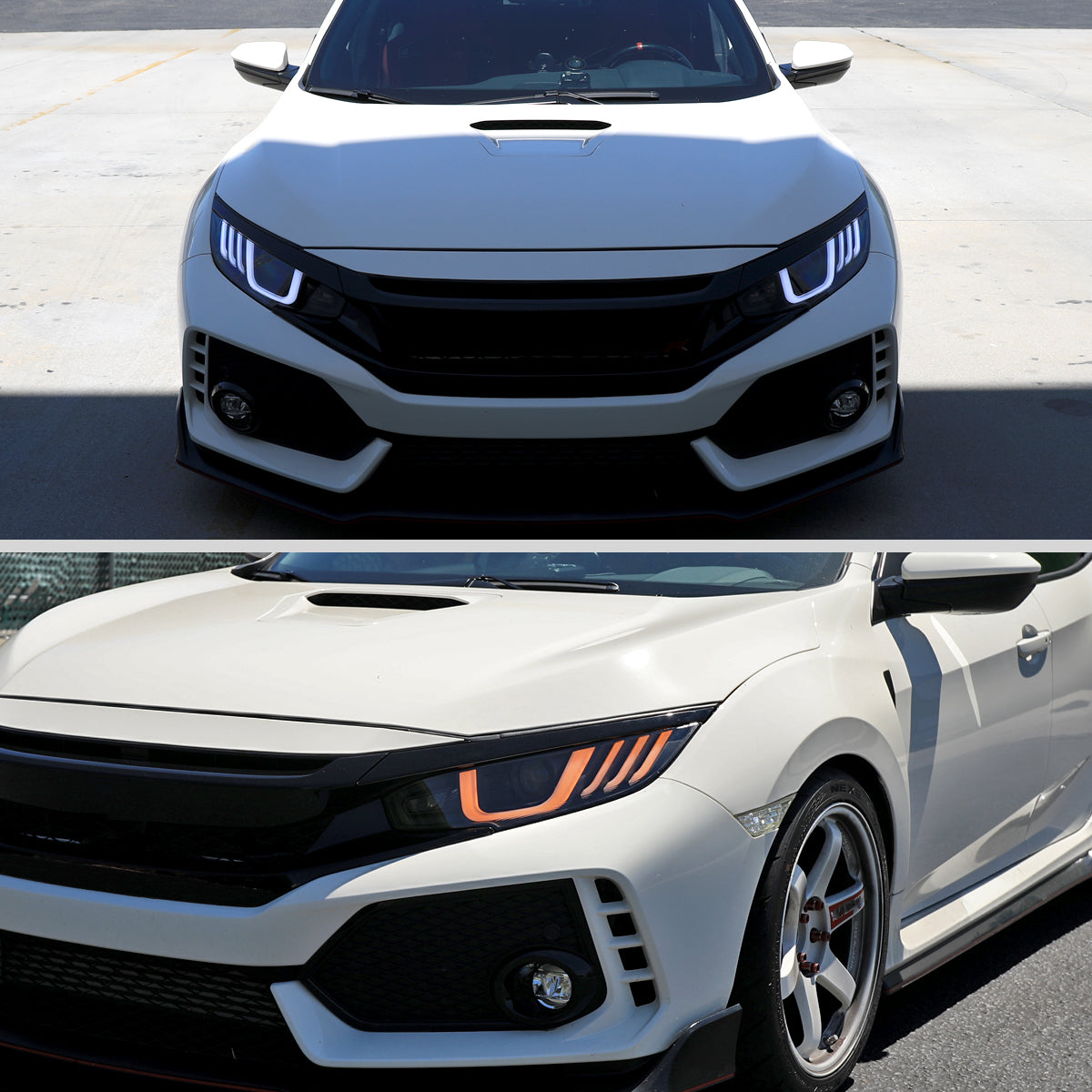 2016-2021 Honda Civic Projector Headlights w/ LED Switchback Sequential Turn Signal (Matte Black Housing/Clear Lens)