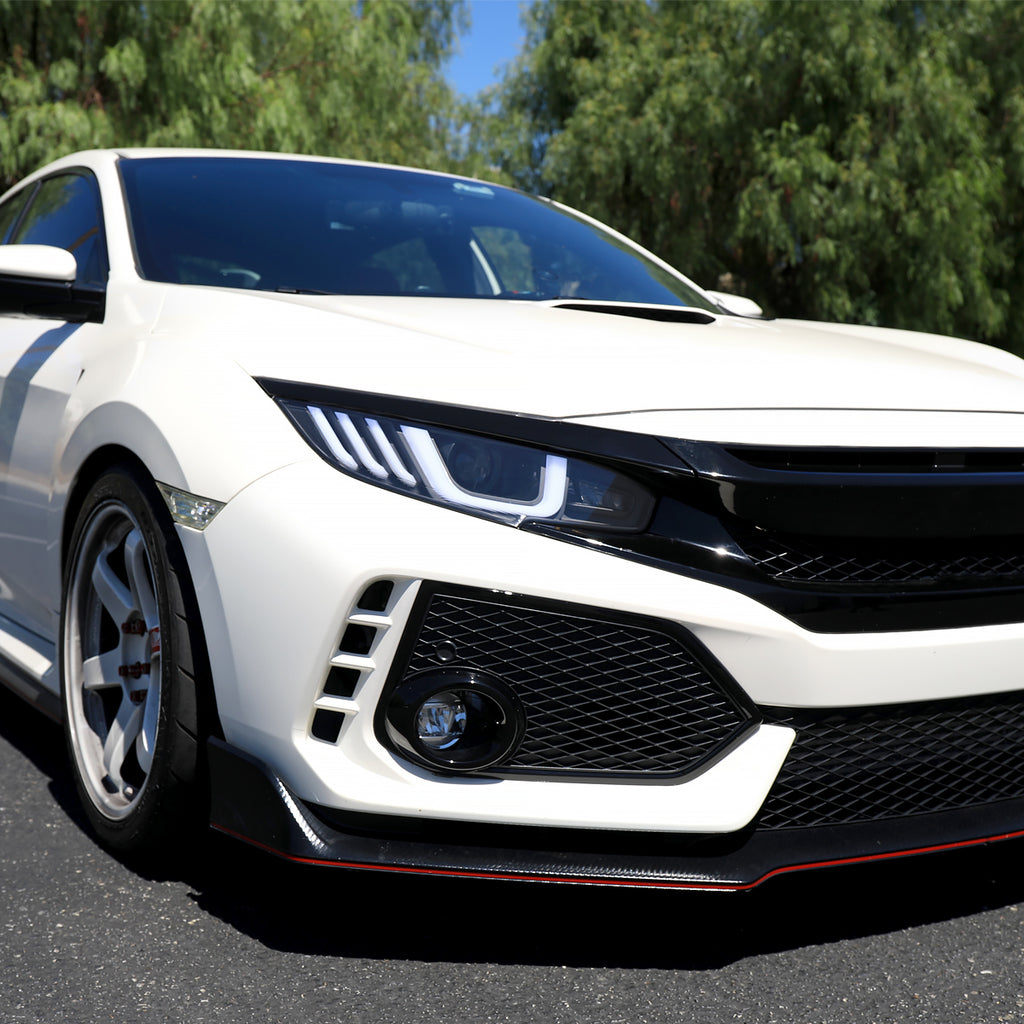 2016-2021 Honda Civic Projector Headlights w/ LED Switchback Sequential Turn Signal (Matte Black Housing/Clear Lens)