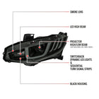 2016-2021 Honda Civic Projector Headlights w/ LED Switchback Sequential Turn Signal (Matte Black Housing/Smoke Lens)