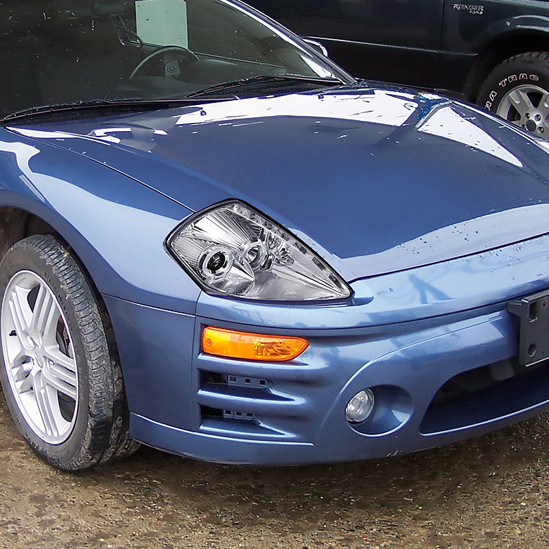 2000-2005 Mitsubishi Eclipse Dual Halo Projector Headlights w/ SMD LED Light Strip (Chrome Housing/Clear Lens)