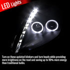 2000-2005 Mitsubishi Eclipse Dual Halo Projector Headlights w/ SMD LED Light Strip (Matte Black Housing/Clear Lens)