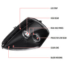 2000-2005 Mitsubishi Eclipse Dual Halo Projector Headlights w/ SMD LED Light Strip (Matte Black Housing/Clear Lens)