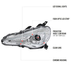 2013-2016 Scion FR-S Projector Headlights w/ LED Strip & Turn Signal Lights (Chrome Housing/Clear Lens)