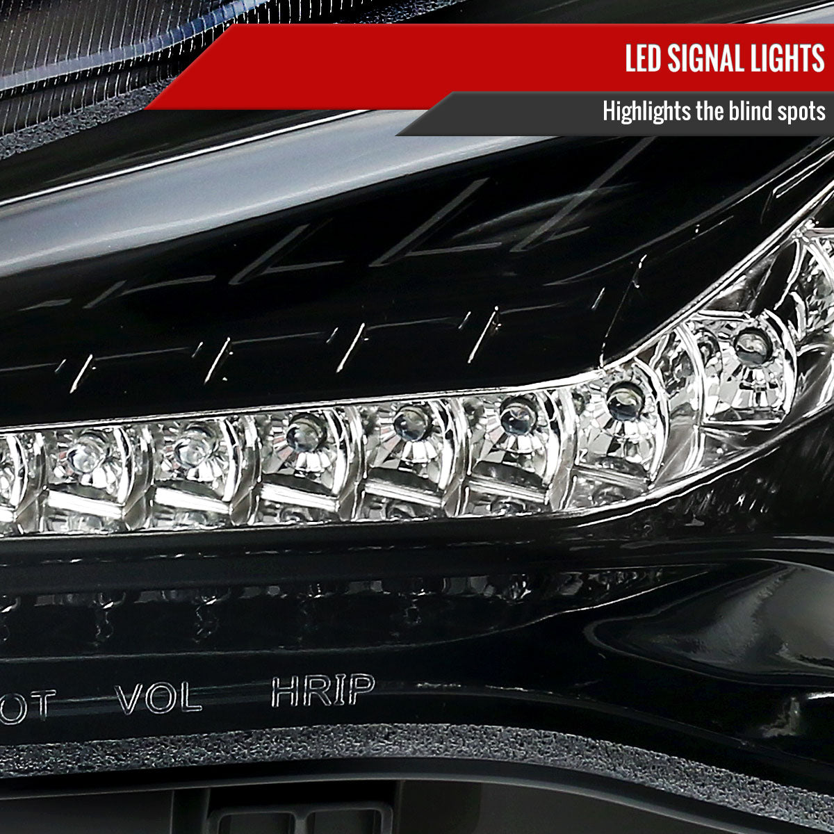 2013-2016 Scion FRS Projector Headlights w/ LED Strip & Turn Signal Lights (Jet Black Housing/Clear Lens)