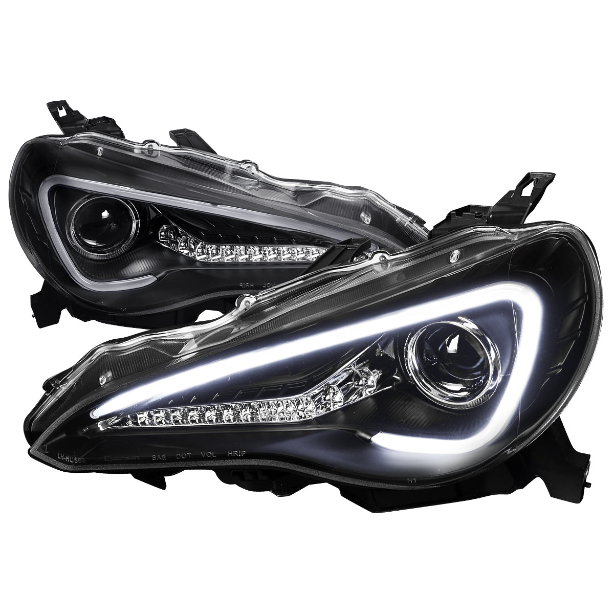 2013-2016 Scion FR-S LED Bar Projector Headlights w/ Sequential Turn Signal Lights (Jet Black Housing/Clear Lens)