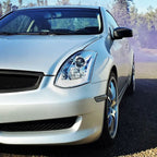 2003-2007 Infiniti G35 Coupe Switchback Sequential LED Bar Projector Headlights - Chrome/Clear Lens