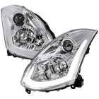 2003-2007 Infiniti G35 Coupe Switchback Sequential LED Bar Projector Headlights - Chrome/Clear Lens