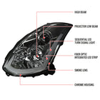 2003-2007 Infiniti G35 Coupe Switchback Sequential LED Bar Projector Headlights - Chrome/Smoke Lens