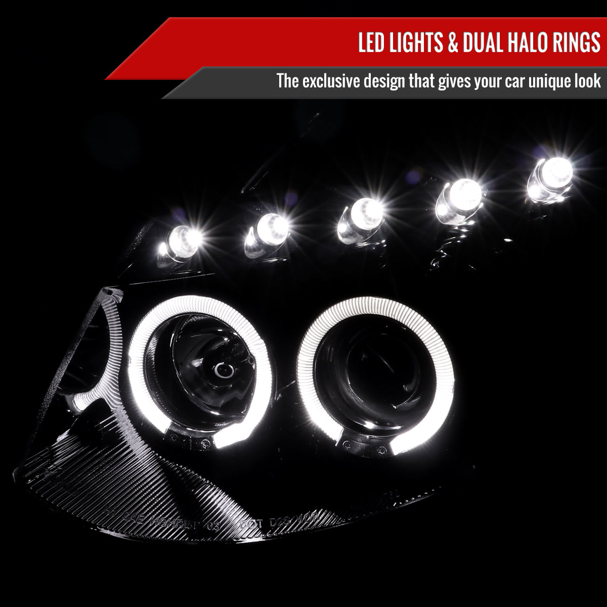 2003-2007 Infiniti G35 Coupe Dual Halo Projector Headlights (Glossy Black Housing/Smoke Lens)