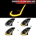 2003-2007 Infiniti G35 Coupe Switchback Sequential LED Bar Projector Headlights - Matte Black/Clear Lens