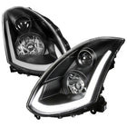 2003-2007 Infiniti G35 Coupe Switchback Sequential LED Bar Projector Headlights - Matte Black/Clear Lens