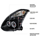 2003-2007 Infiniti G35 Coupe Dual Halo Projector Headlights (Matte Black Housing/Clear Lens)