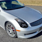 2003-2007 Infiniti G35 Coupe Dual Halo Projector Headlights (Matte Black Housing/Clear Lens)