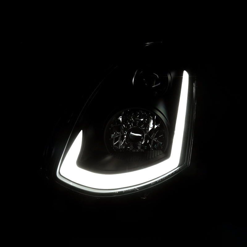 2003-2007 Infiniti G35 Coupe Switchback Sequential LED Bar Projector Headlights - Matte Black/Smoke Lens