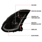 2003-2007 Infiniti G35 Coupe Switchback Sequential LED Bar Projector Headlights - Matte Black/Smoke Lens