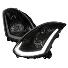 2003-2007 Infiniti G35 Coupe Switchback Sequential LED Bar Projector Headlights - Matte Black/Smoke Lens