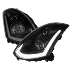 2003-2007 Infiniti G35 Coupe Switchback Sequential LED Bar Projector Headlights - Matte Black/Smoke Lens