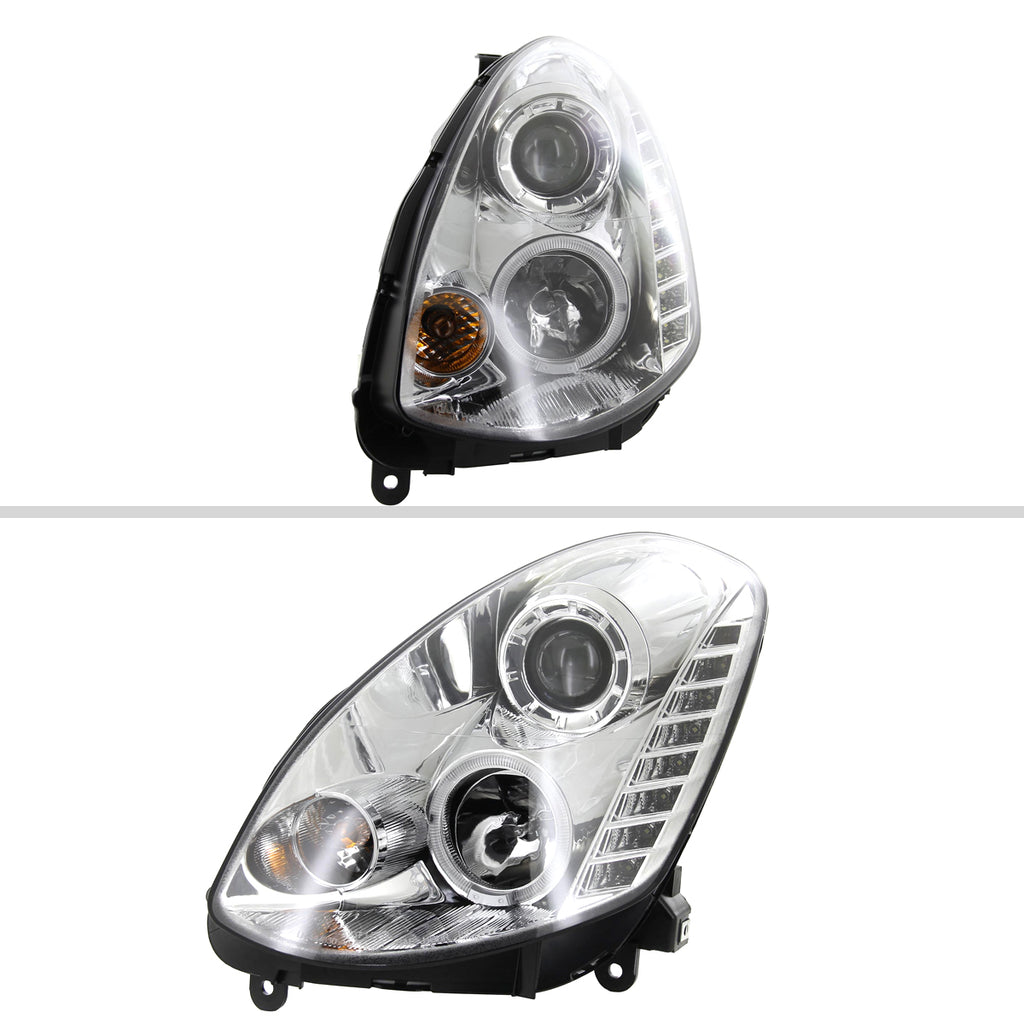 2005-2006 Infiniti G35 Sedan Halo Projector Headlights w/ SMD LED Light Strip (Chrome Housing/Clear Lens)