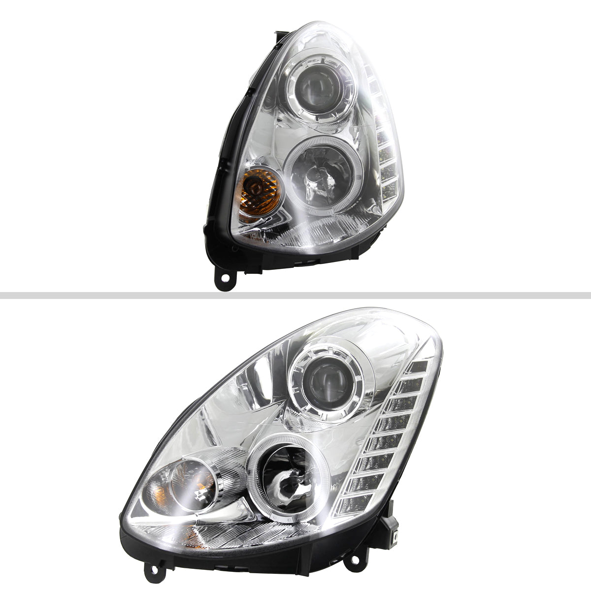 2005-2006 Infiniti G35 Sedan Halo Projector Headlights w/ SMD LED Light Strip (Chrome Housing/Clear Lens)