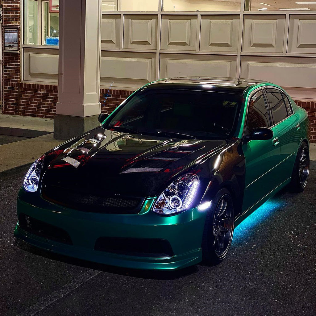 2005-2006 Infiniti G35 Sedan Halo Projector Headlights w/ SMD LED Light Strip (Chrome Housing/Clear Lens)