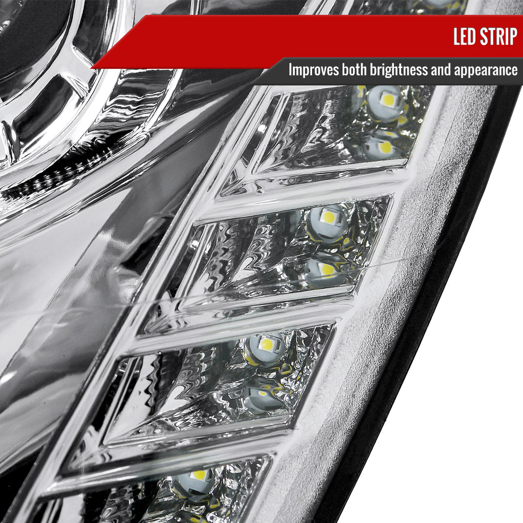 2005-2006 Infiniti G35 Sedan Halo Projector Headlights w/ SMD LED Light Strip (Chrome Housing/Clear Lens)