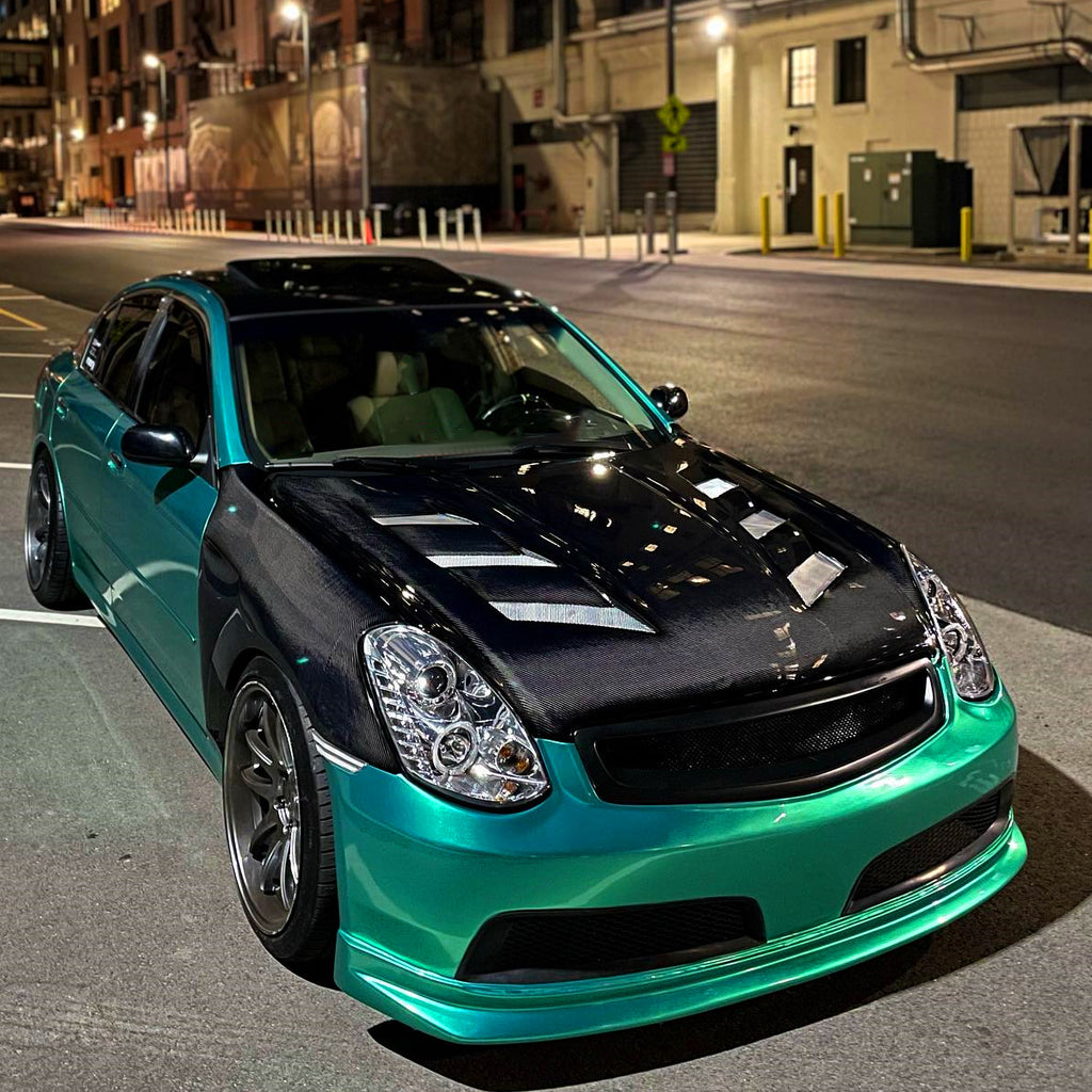 2005-2006 Infiniti G35 Sedan Halo Projector Headlights w/ SMD LED Light Strip (Chrome Housing/Clear Lens)
