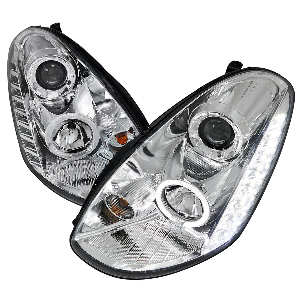 2005-2006 Infiniti G35 Sedan Halo Projector Headlights w/ SMD LED Light Strip (Chrome Housing/Clear Lens)