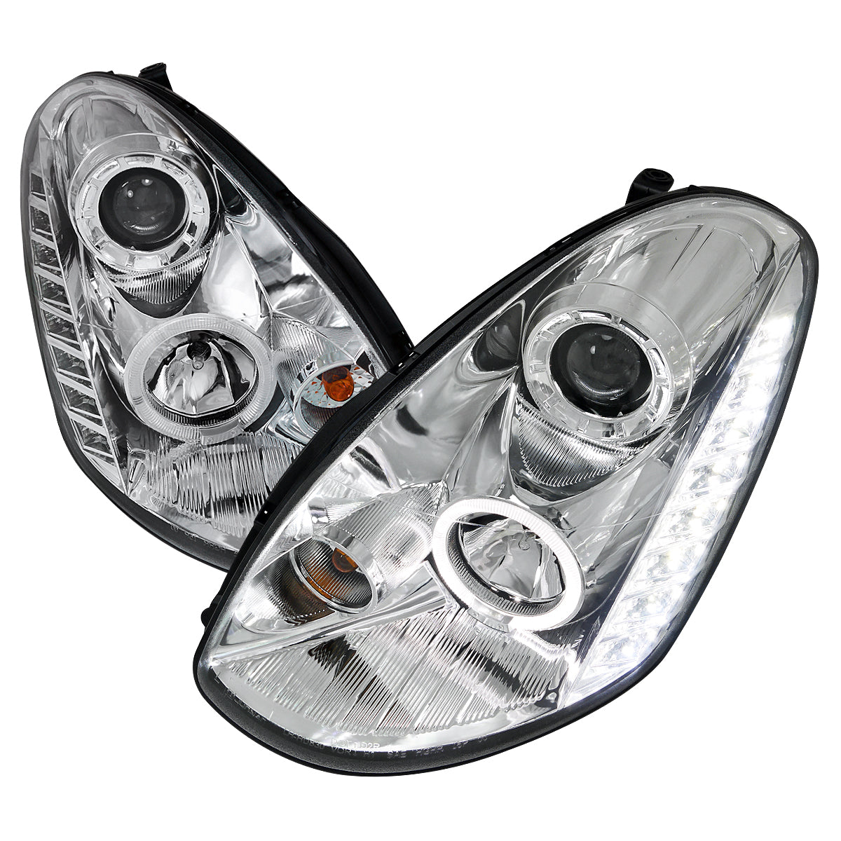 2005-2006 Infiniti G35 Sedan Halo Projector Headlights w/ SMD LED Light Strip (Chrome Housing/Clear Lens)