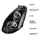 2005-2006 Infiniti G35 Sedan Halo Projector Headlights w/ SMD LED Light Strip (Matte Black Housing/Clear Lens)