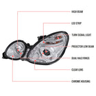 1998-2005 Lexus GS300/GS400/GS430 Halo Projector Headlights w/ SMD LED Light Strip (Chrome Housing/Clear Lens)