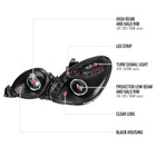 1998-2005 Lexus GS300/GS400/GS430 Halo Projector Headlights w/ SMD LED Light Strip (Matte Black Housing/Clear Lens)