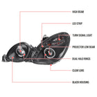 1998-2005 Lexus GS300/GS400/GS430 Halo Projector Headlights w/ SMD LED Light Strip (Matte Black Housing/Clear Lens)