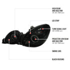 1998-2005 Lexus GS300/GS400/GS430 Halo Projector Headlights w/ SMD LED Light Strip (Black Housing/Smoke Lens)