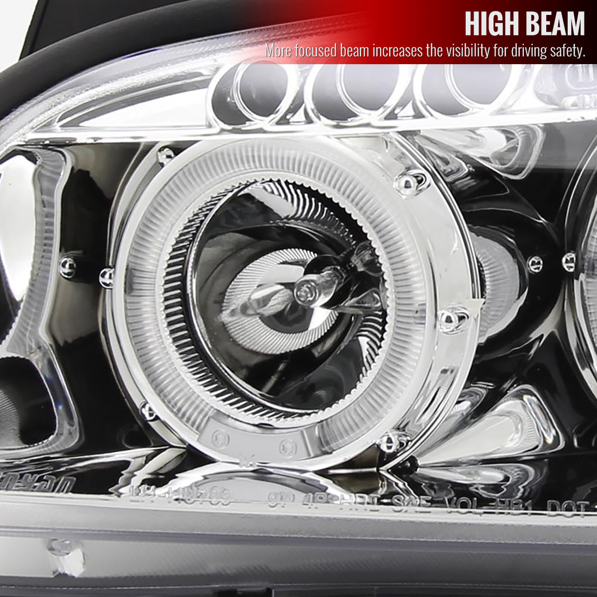 2000-2001 Nissan Maxima Dual Halo Projector Headlights (Chrome Housing/Clear Lens)
