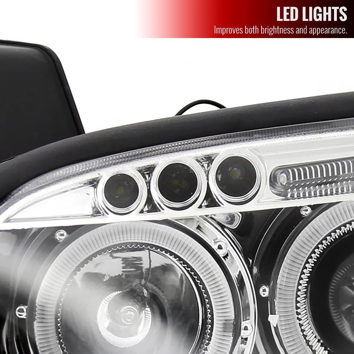 2000-2001 Nissan Maxima Dual Halo Projector Headlights (Chrome Housing/Clear Lens)