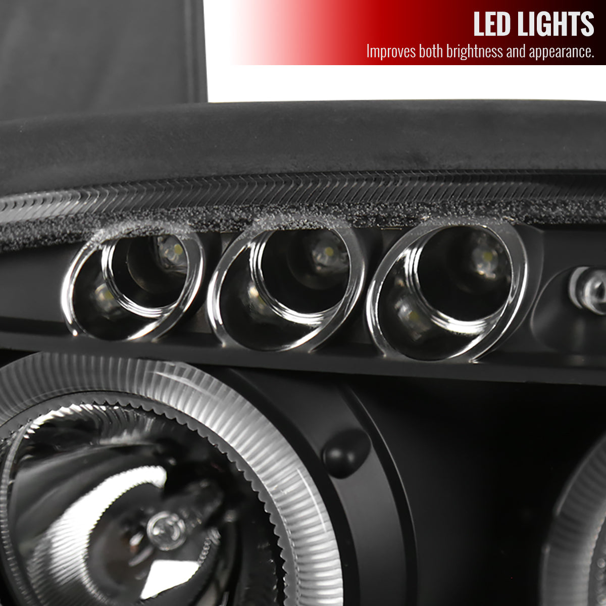 2000-2001 Nissan Maxima Dual Halo Projector Headlights (Matte Black Housing/Clear Lens)